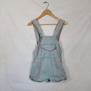 Women's Small Space Legs Light Blue Denim Overalls